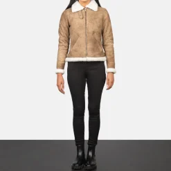 Sherilyn B-3 Distressed Brown Leather Bomber Jacket
