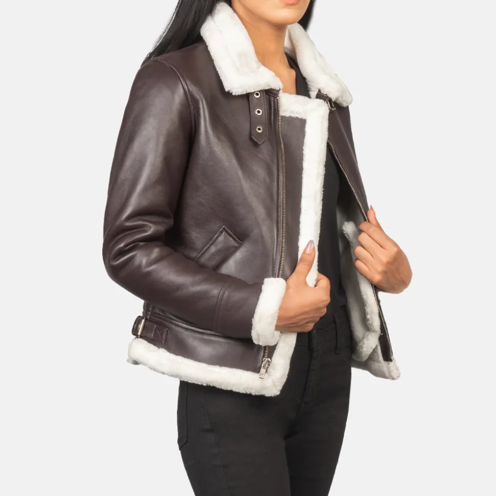 Sherilyn B-3 Maroon Leather Bomber Jacket