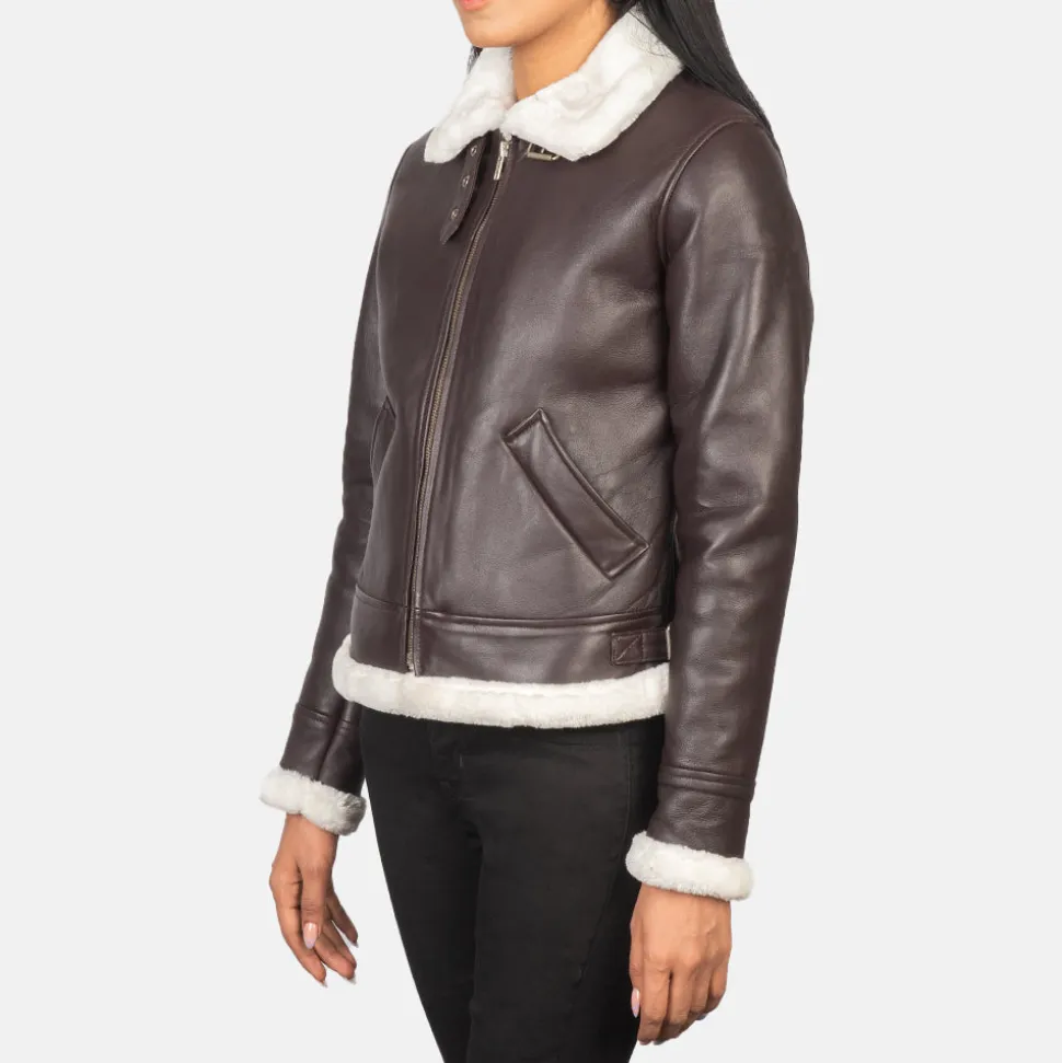 Sherilyn B-3 Maroon Leather Bomber Jacket