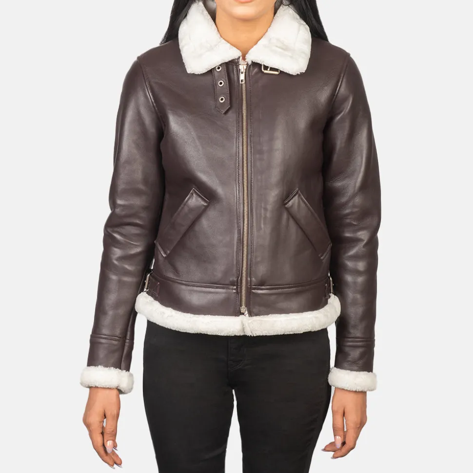 Sherilyn B-3 Maroon Leather Bomber Jacket