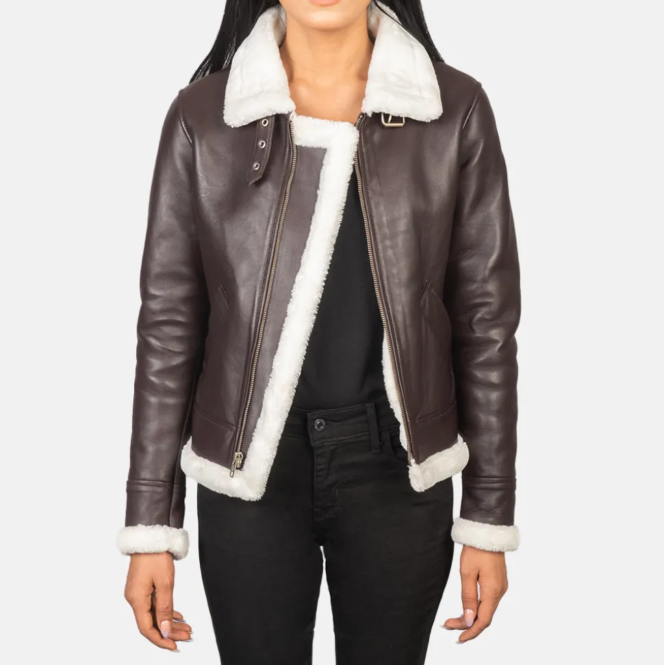 Sherilyn B-3 Maroon Leather Bomber Jacket