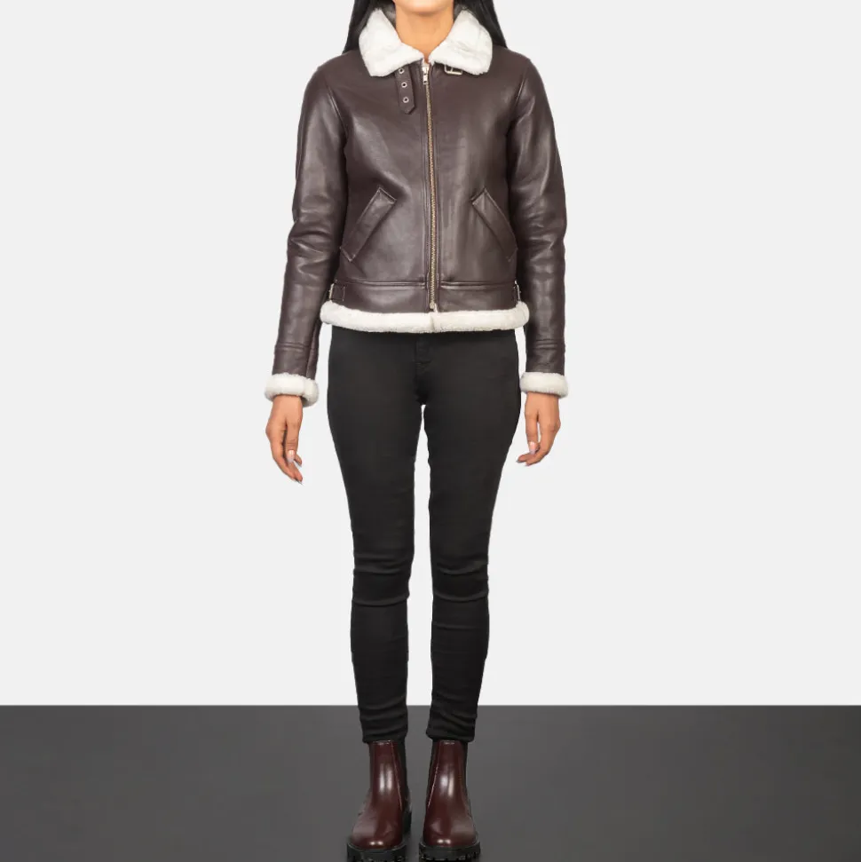 Sherilyn B-3 Maroon Leather Bomber Jacket