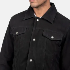 Stallon Black Suede Trucker Jacket