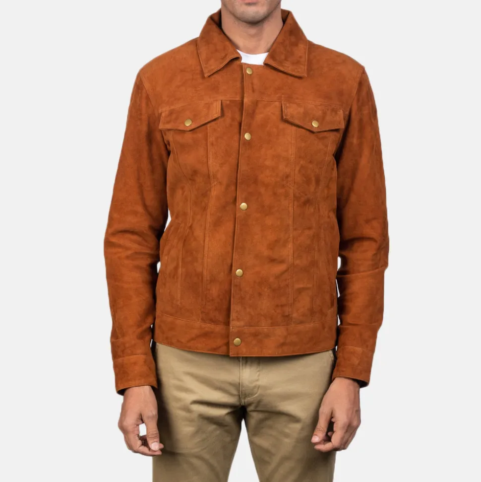 Stallon Brown Suede Trucker Jacket
