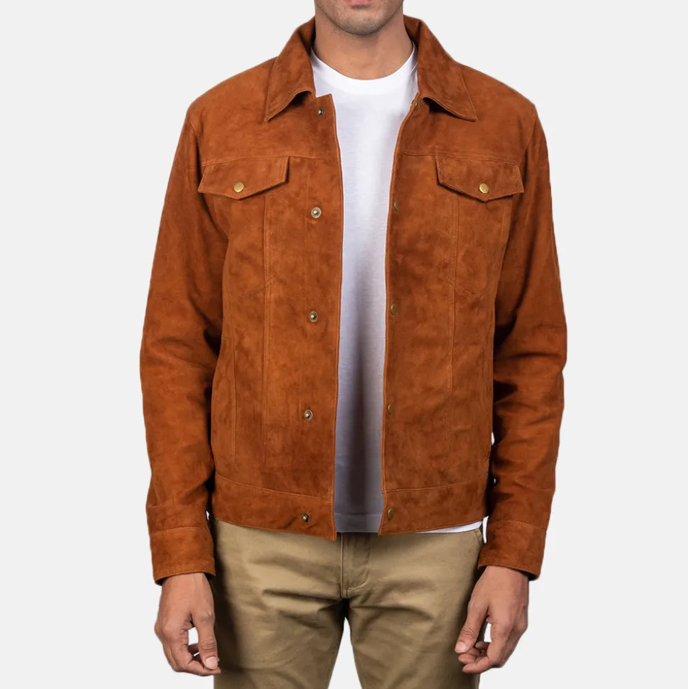 Stallon Brown Suede Trucker Jacket