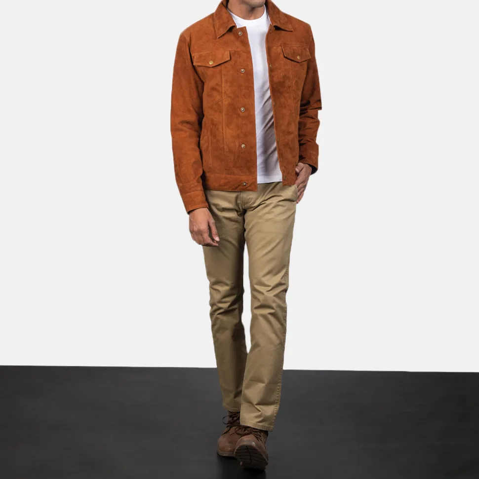 Stallon Brown Suede Trucker Jacket