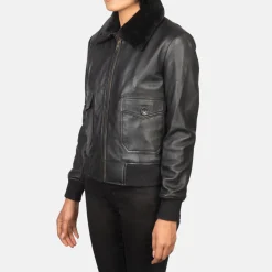 Stella G-1 Black Leather Bomber Jacket