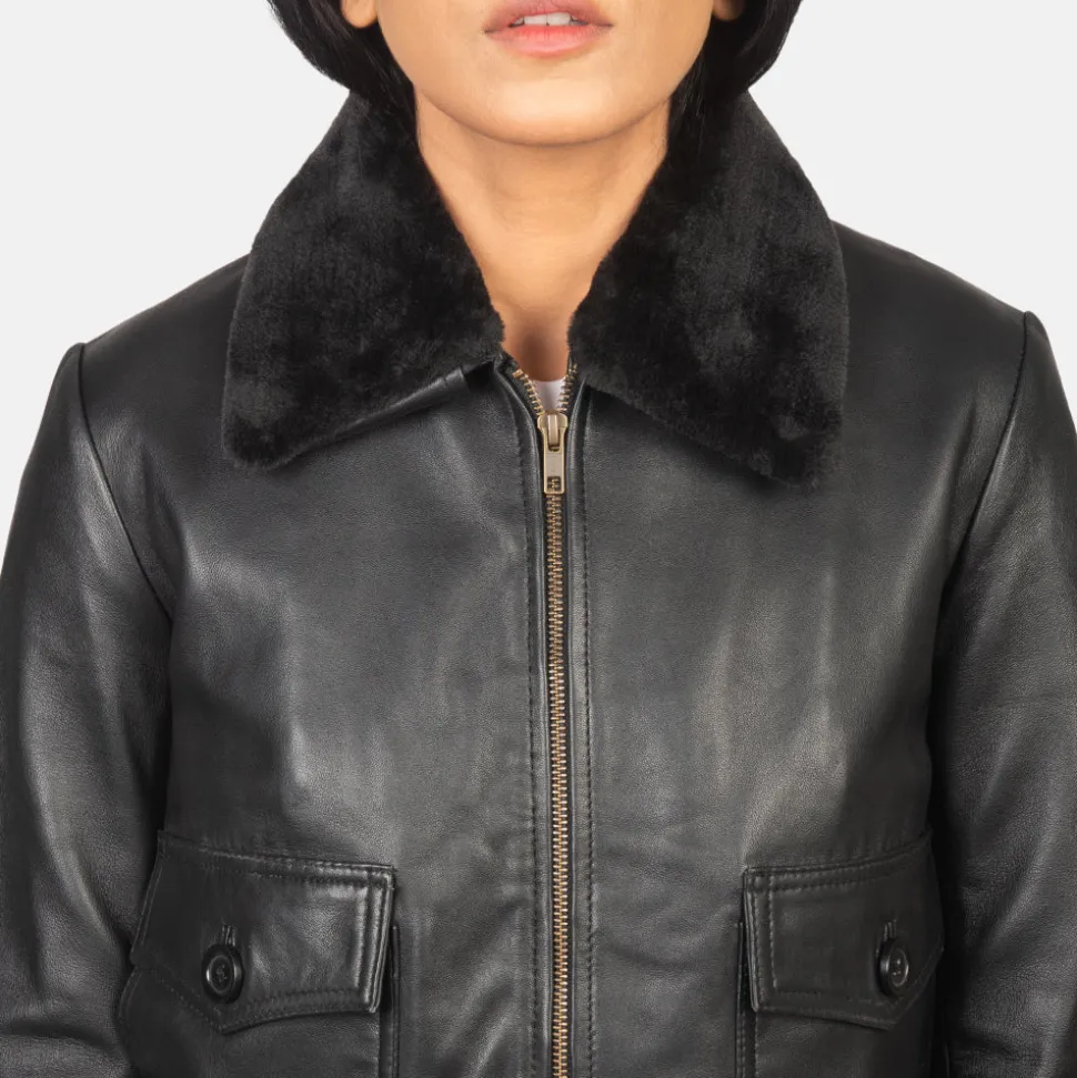 Stella G-1 Black Leather Bomber Jacket