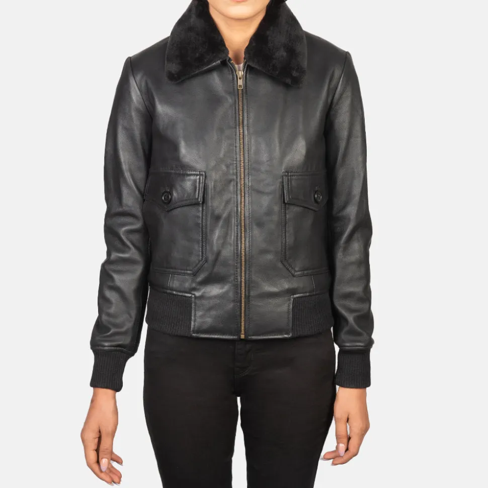 Stella G-1 Black Leather Bomber Jacket