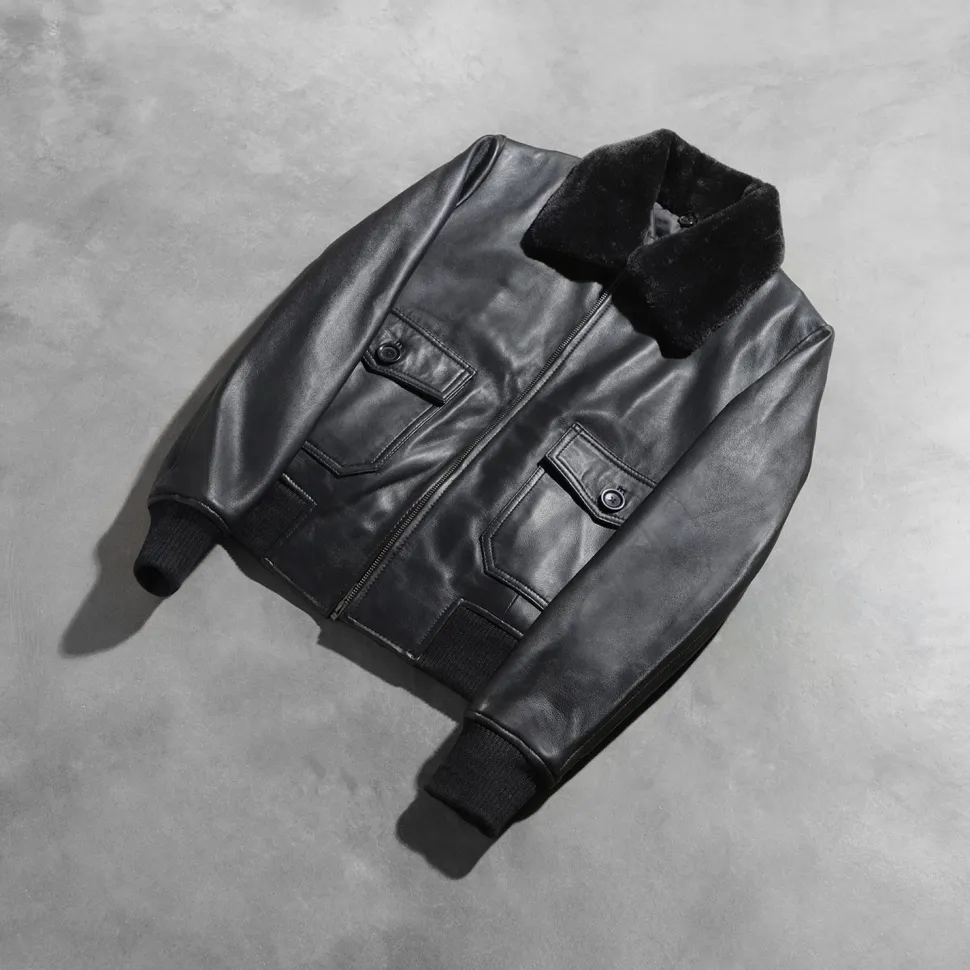 Stella G-1 Black Leather Bomber Jacket