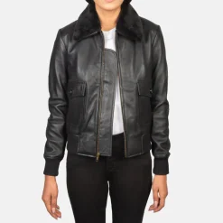 Stella G-1 Black Leather Bomber Jacket