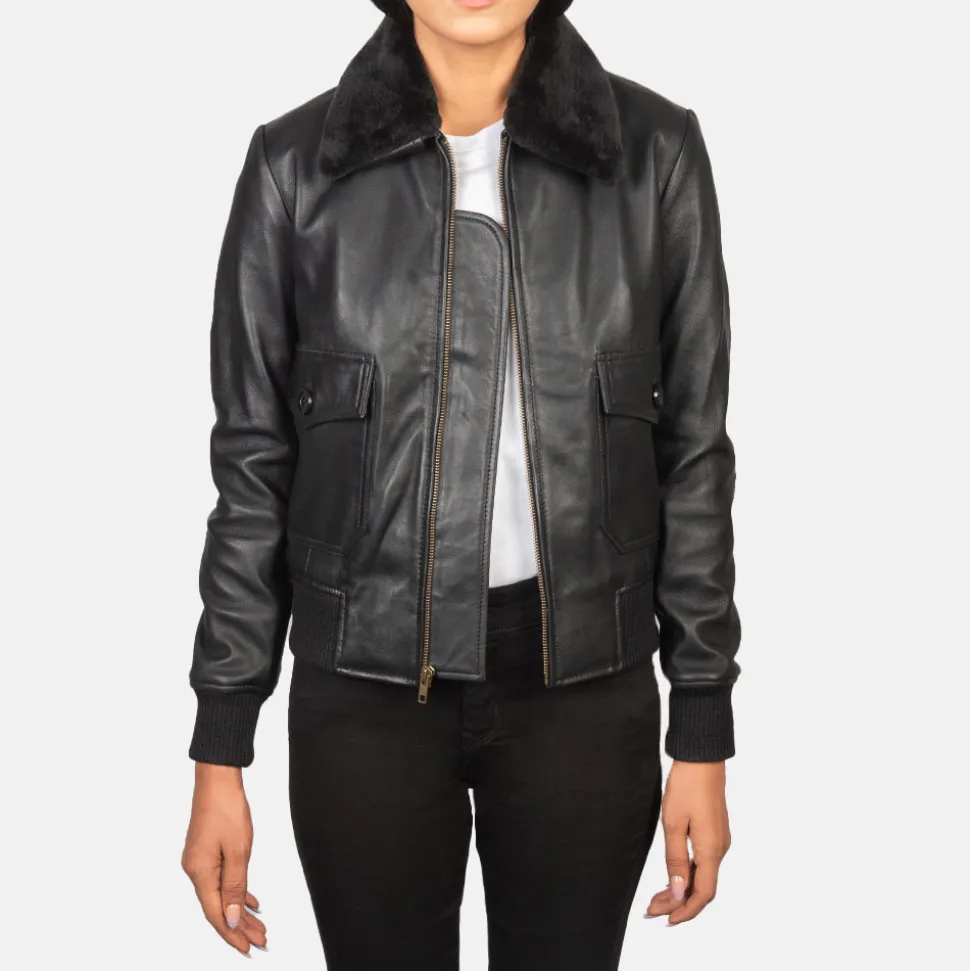 Stella G-1 Black Leather Bomber Jacket