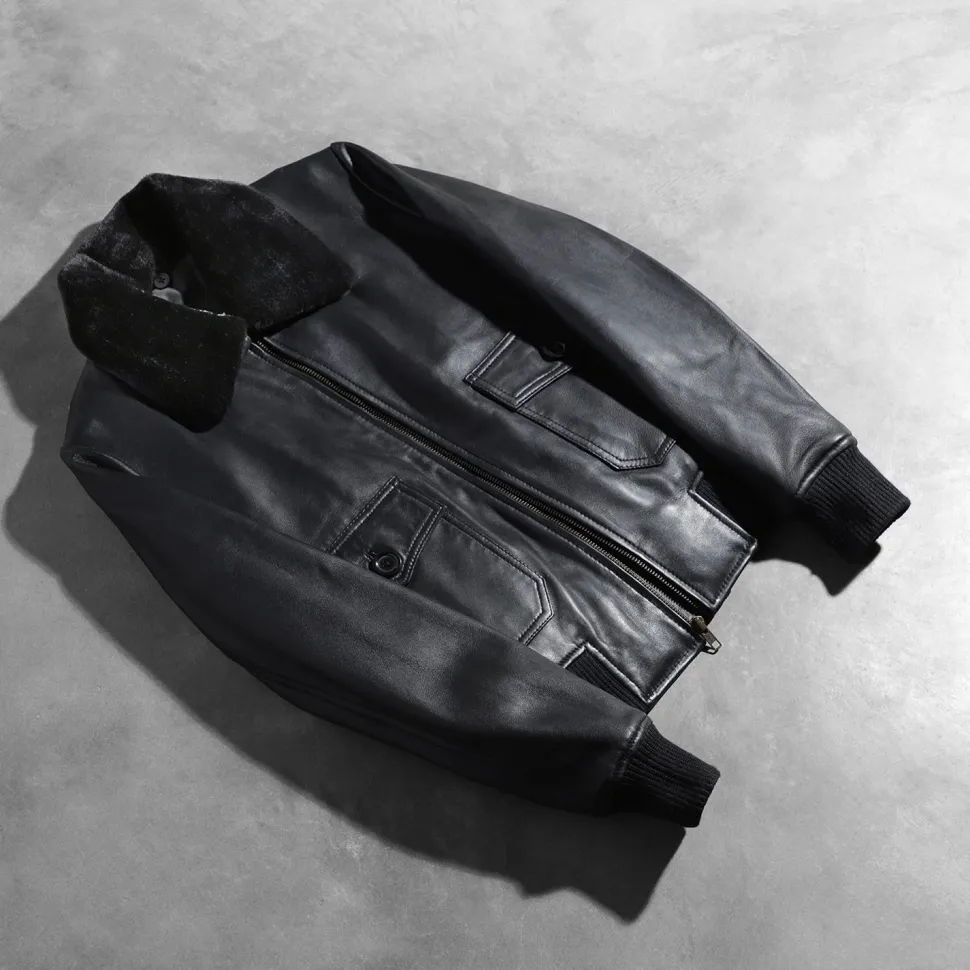 Stella G-1 Black Leather Bomber Jacket
