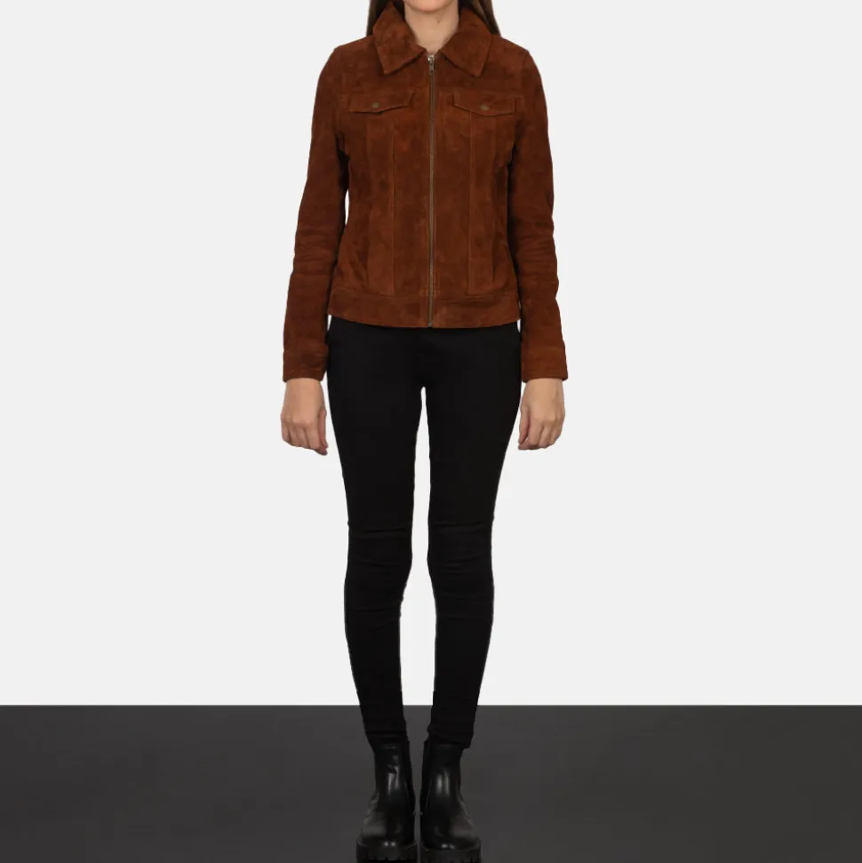 Suzy Brown Suede Trucker Jacket