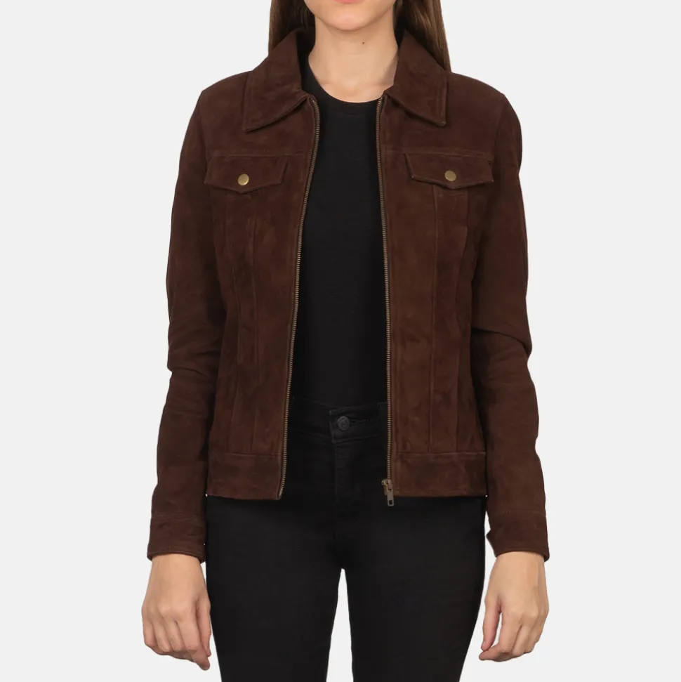 Suzy Mocha Suede Trucker Jacket