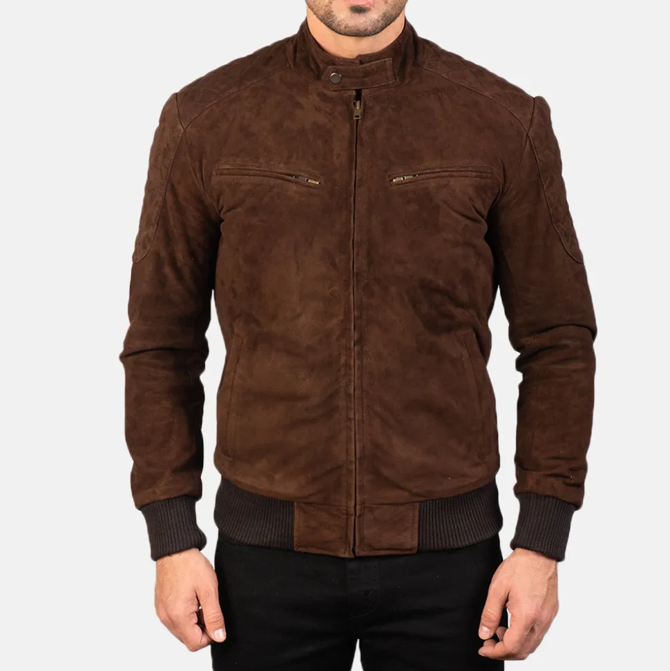 Sven Mocha Suede Bomber Jacket