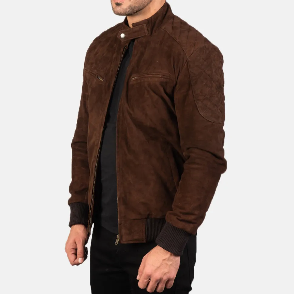 Sven Mocha Suede Bomber Jacket