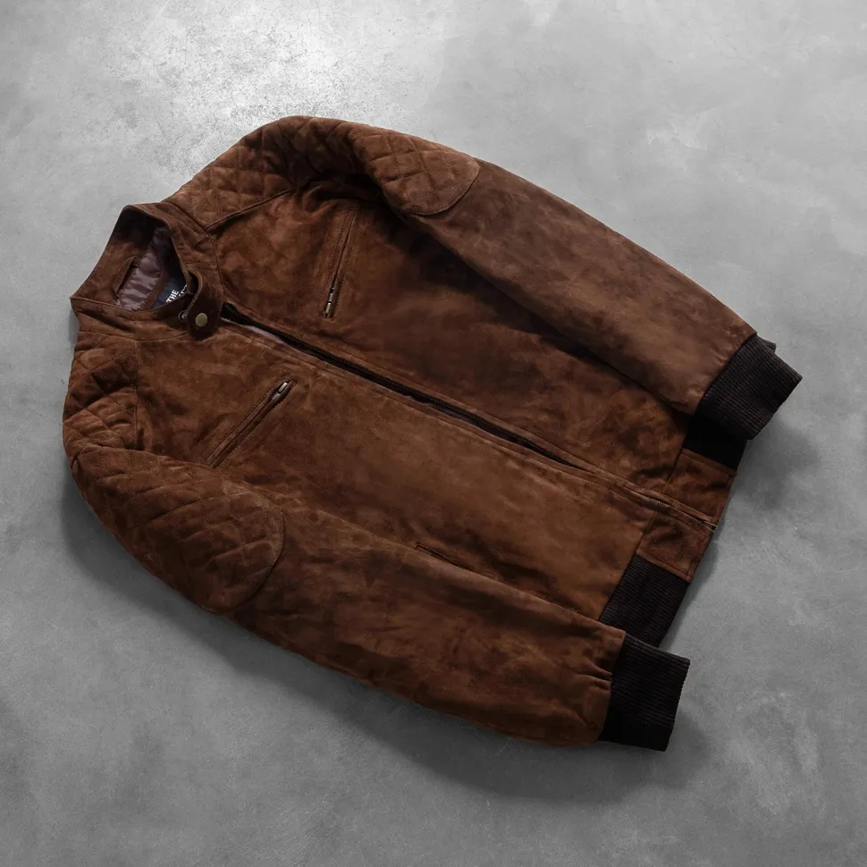 Sven Mocha Suede Bomber Jacket