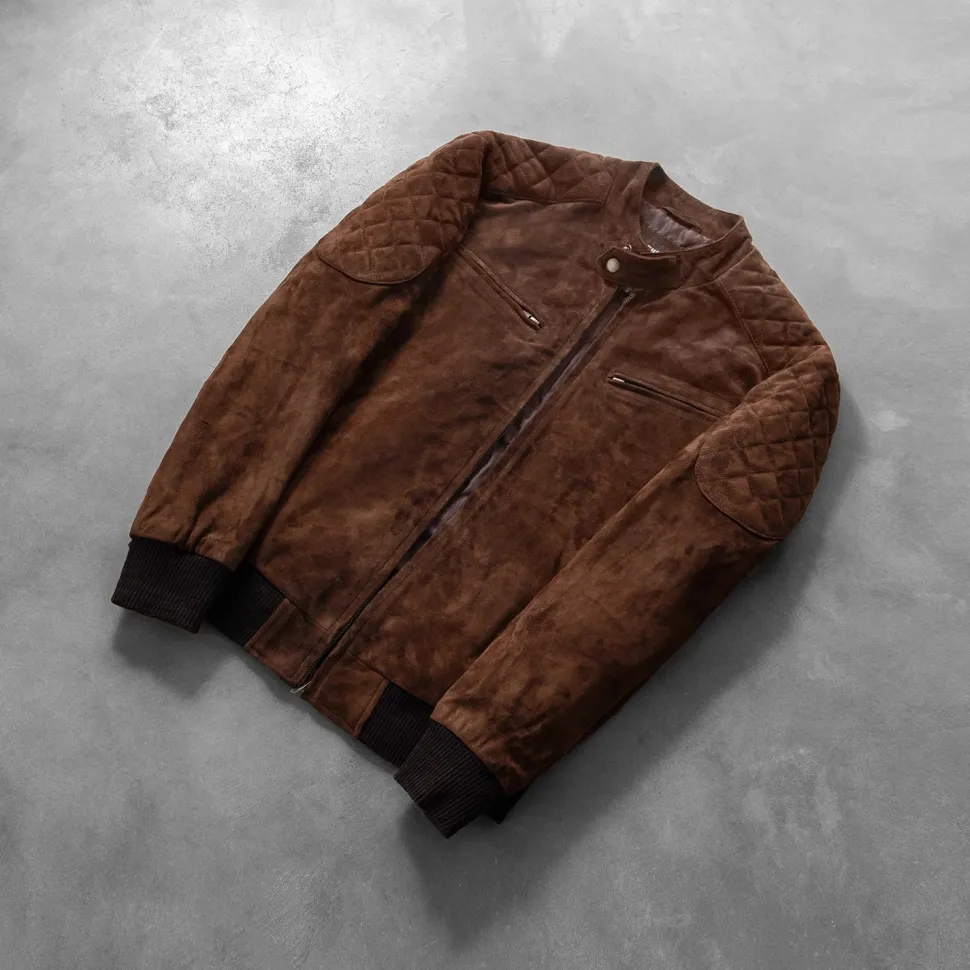 Sven Mocha Suede Bomber Jacket