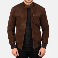 Sven Mocha Suede Bomber Jacket