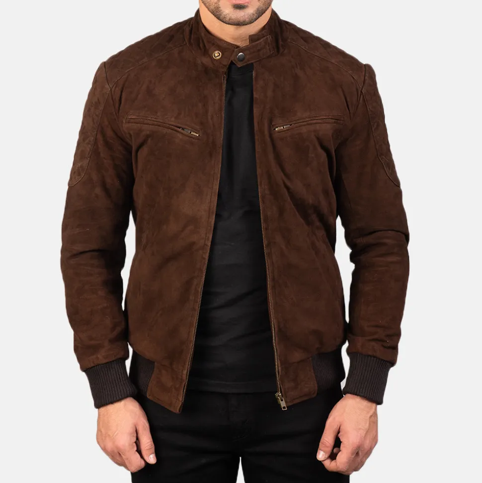 Sven Mocha Suede Bomber Jacket