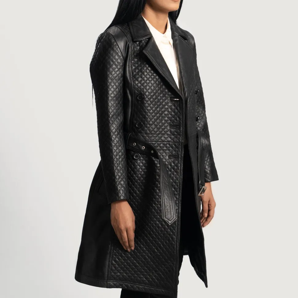 Sweet Susan Black Leather Trench Coat
