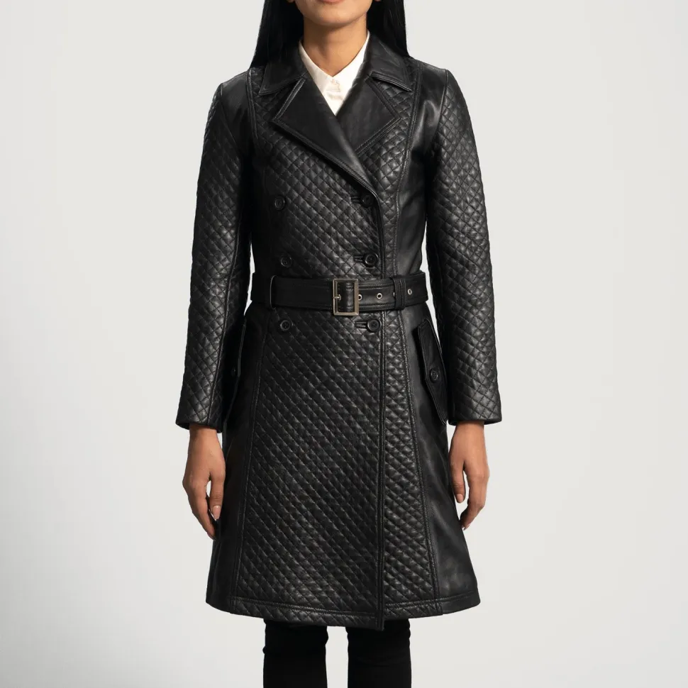 Sweet Susan Black Leather Trench Coat