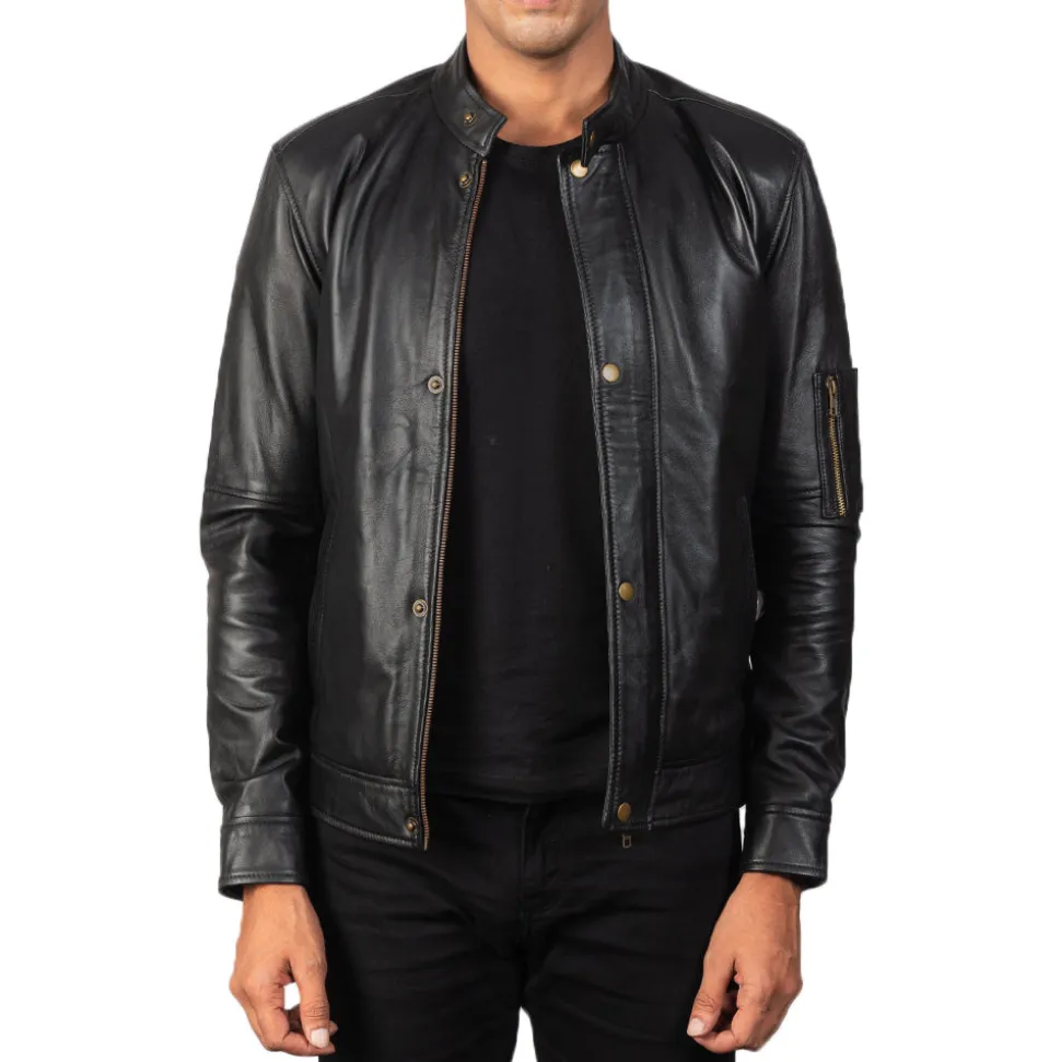 Tea House Black Leather Biker Jacket