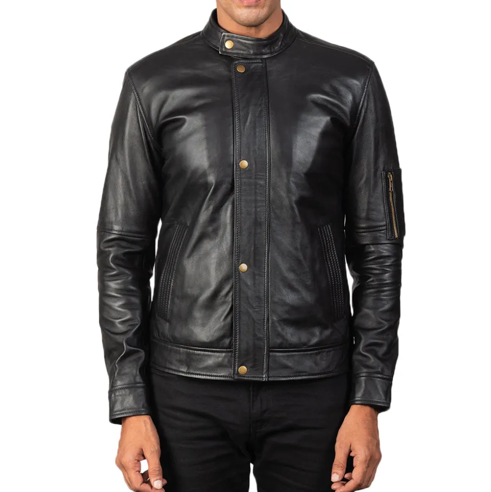 Tea House Black Leather Biker Jacket