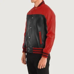 Terrance Black & Red Leather Varsity Jacket