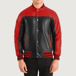 Terrance Black & Red Leather Varsity Jacket