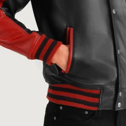 Terrance Black & Red Leather Varsity Jacket