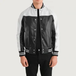 Terrance Black & White Leather Varsity Jacket