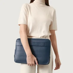 The Baxter Midnight Blue Leather Laptop Sleeve