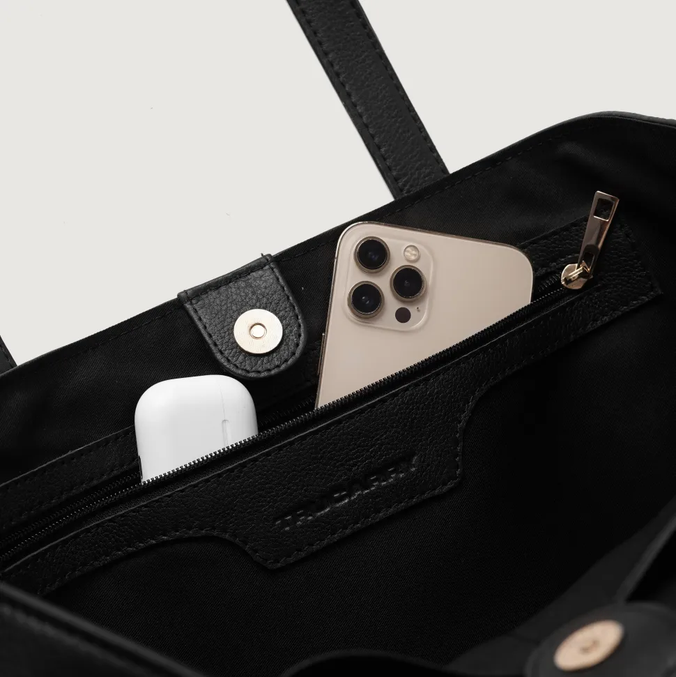 The Bianca Black Leather Tote Bag