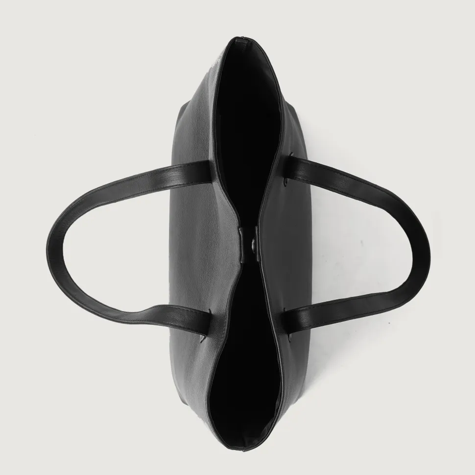 The Bianca Black Leather Tote Bag