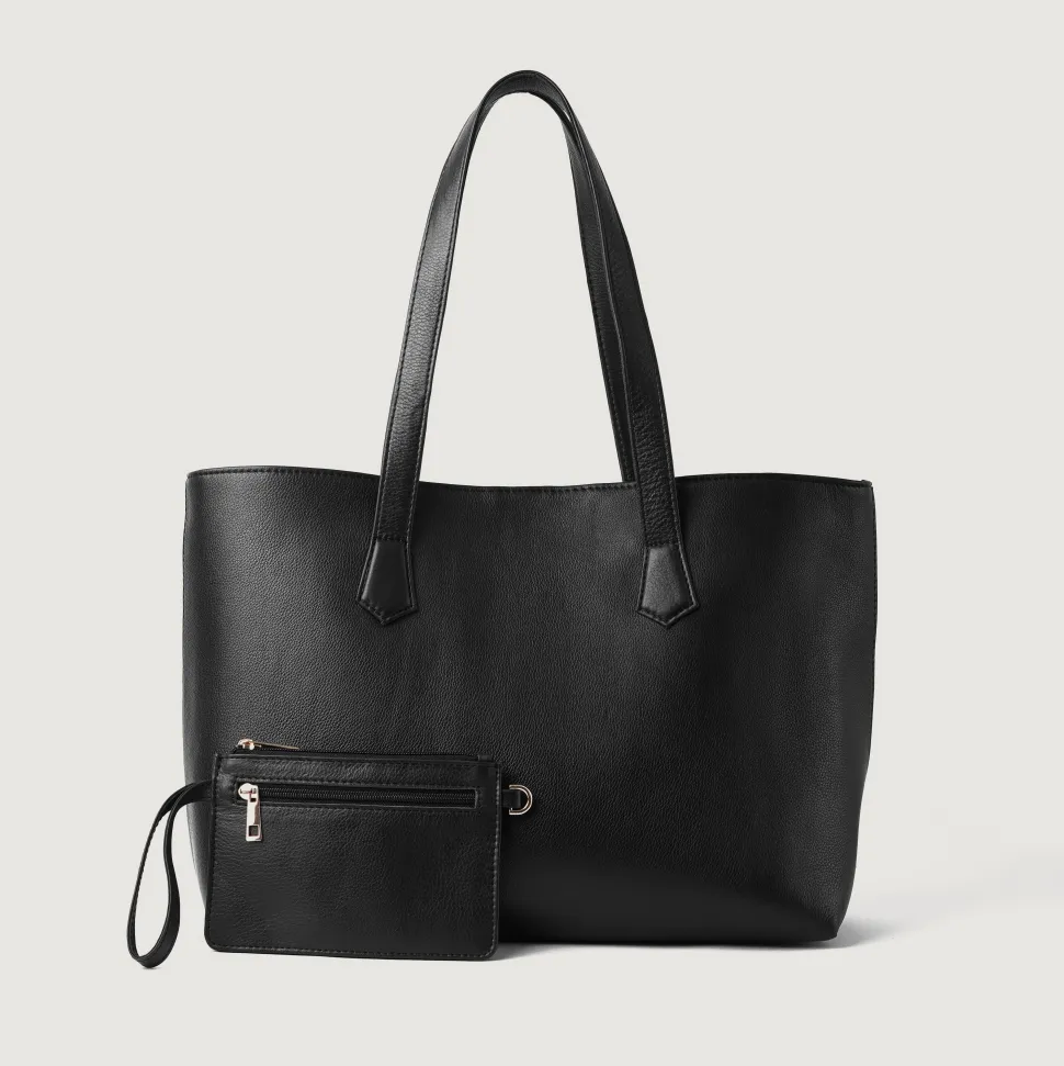 The Bianca Black Leather Tote Bag
