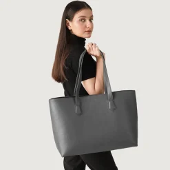 The Bianca Grey Leather Tote Bag