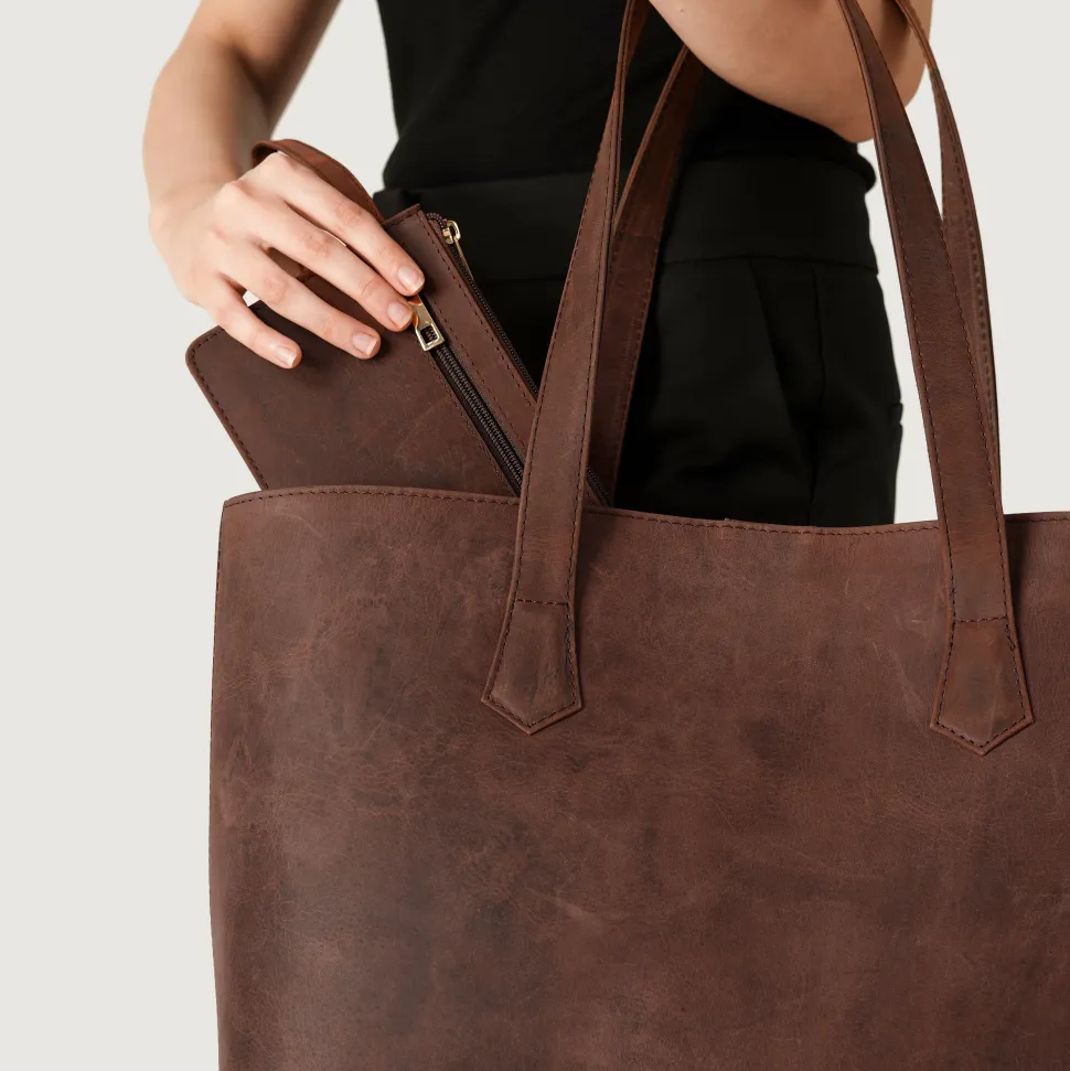 The Bianca Vintage Distressed Brown Leather Tote Bag