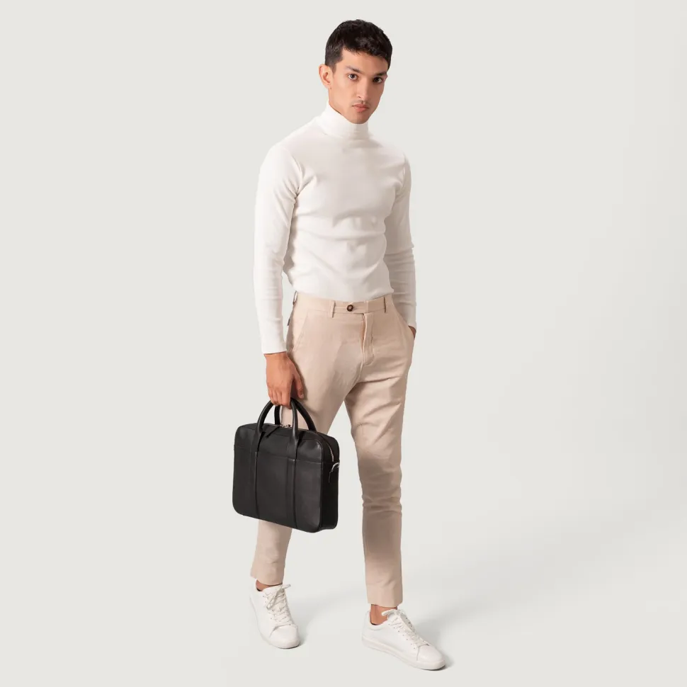 The Captain Black Leather Briefcase