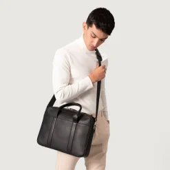 The Captain Black Leather Briefcase