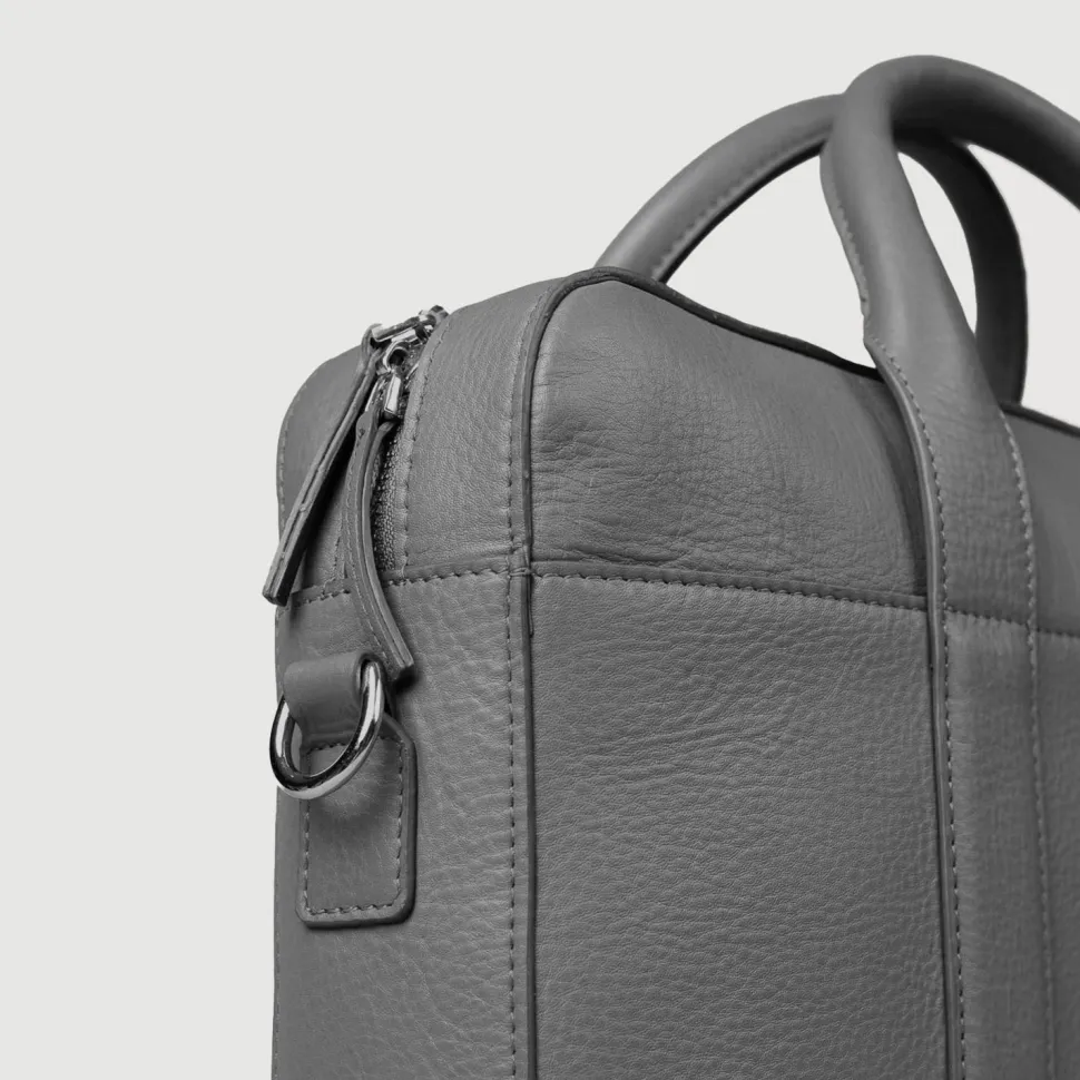 The Captain Grey Leather Briefcase