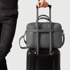 The Captain Grey Leather Briefcase
