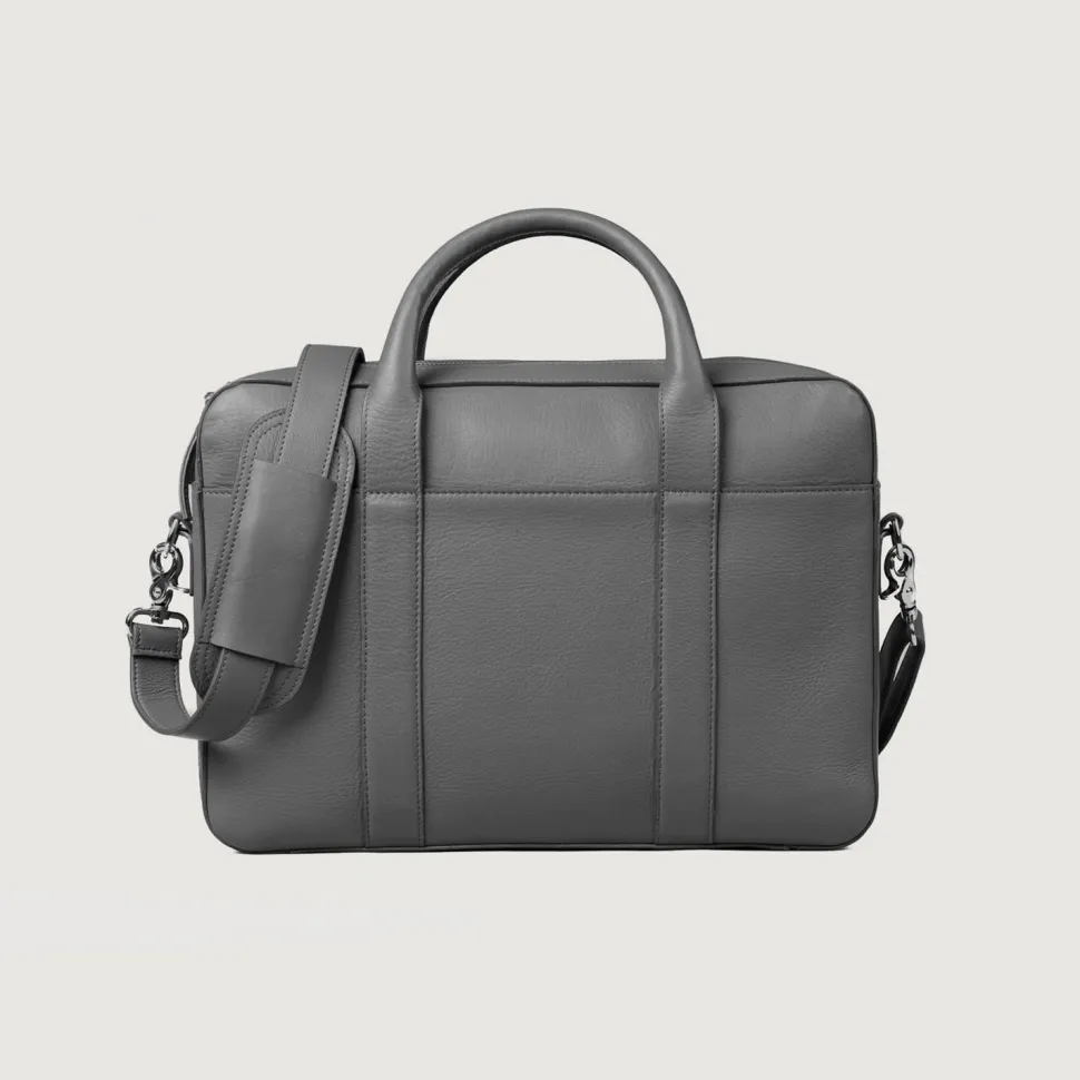 The Captain Grey Leather Briefcase
