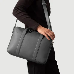 The Captain Grey Leather Briefcase