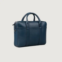The Captain Midnight Blue Leather Briefcase