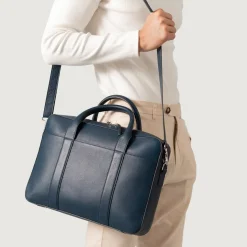 The Captain Midnight Blue Leather Briefcase
