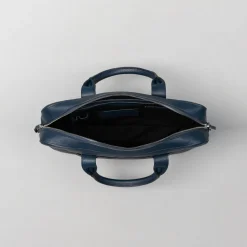 The Captain Midnight Blue Leather Briefcase
