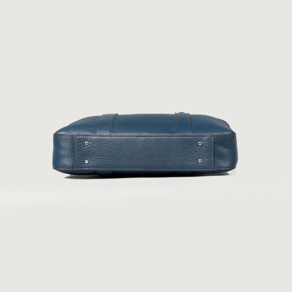 The Captain Midnight Blue Leather Briefcase