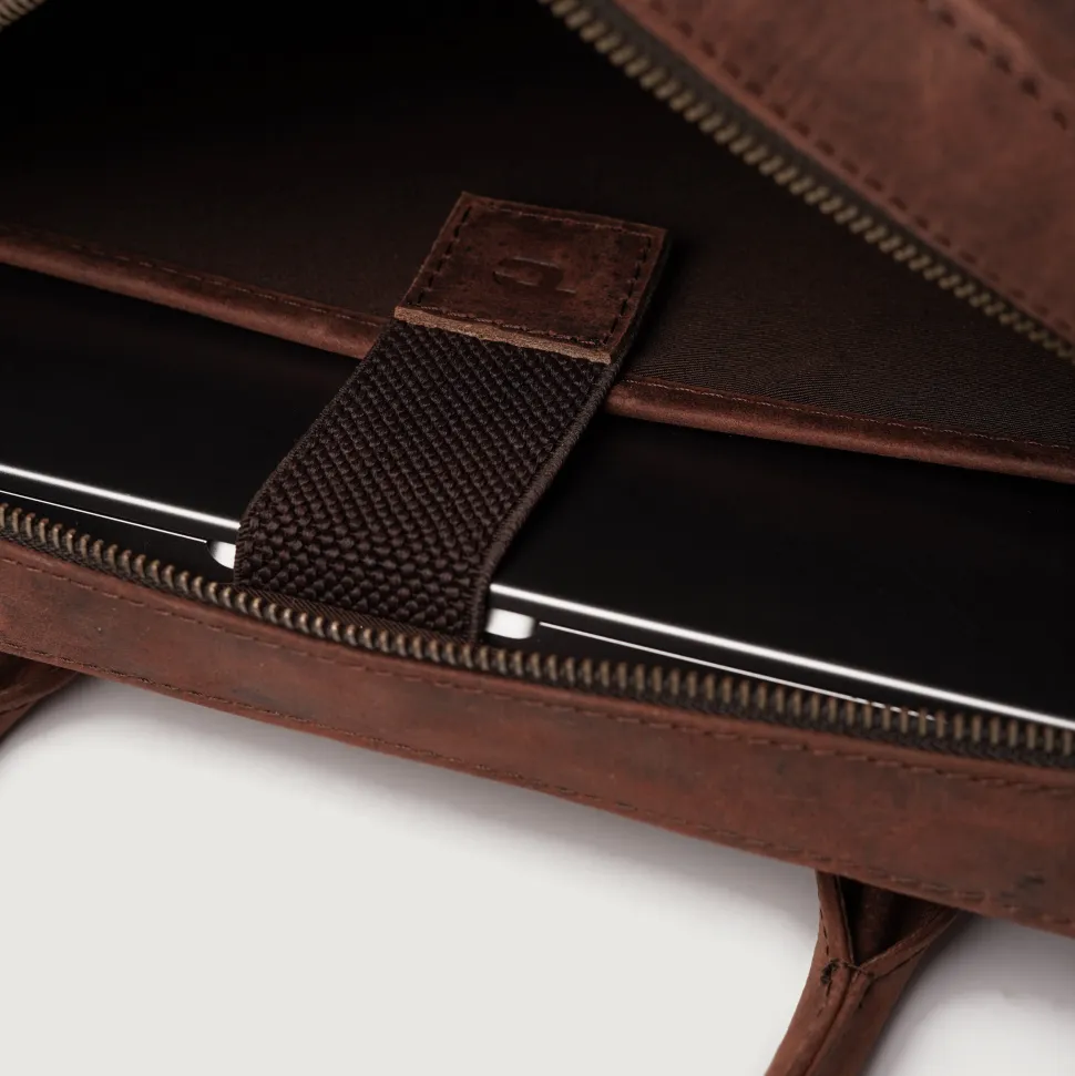 The Captain Vintage Distressed Brown Leather Briefcase